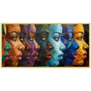 ATTRACTSO -Cultural Rainbow Faces Viynl Self Adhesive Art Textured African Tribal Peel & Stick 48 x 24 inch Profile Diversity Portrait Modern Wall Decor(Design-2)