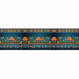 ATTRACTSO - Flower Royal Blue Floral Wall Border Peel & Stick 10 feet x 6 inch | Waterproof Vinyl Sticker Roll for Tiles Kitchen Walls Room Decor Door Floor Edges (Design 1)