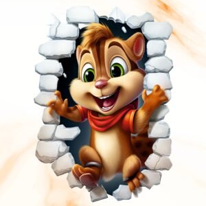 ATTRACTSO - Cartoon Cute Squirrel Wall Sticker | 16 x 23 Inch Self Adhesive Transparent Vinyl | Waterproof Peel and Stick for Kids Room Bedroom Nursery Play Area (Design- 01)