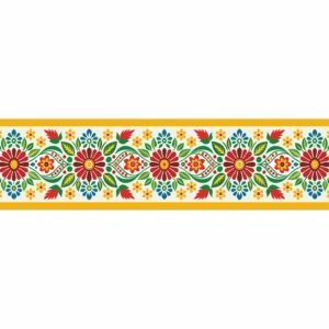 ATTRACTSO -Flower Folk Art Floral Wall Border Peel & Stick 10 feet x 6 inch | Traditional Waterproof Vinyl Sticker for Kitchen Tiles Walls Room Door Edges Decoration (Design 2)