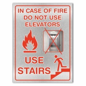ATTRACTSO- In case of Fire, Do Not Use Lift, Use Stairs Self Adhesive Vinyl Matt Finish Signage Sticker Use Industrial Use | Office | Business (Pack of 1) Size - 9"x12" Inch