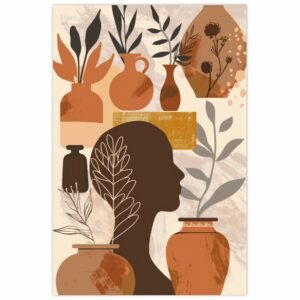 ATTRACTSO -Abstract Lady With Pots Wall Poster|3feet x 23.5 Inch Self Adhesive Vinyl Poster | Laminated Modern Art Wall Decoration for Living Room Bedroom Hall Office(Design-02)