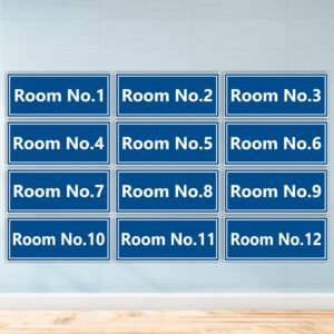 ATTRACTSO - 1-12 Room Number Sign for use office, Hospital, Company, industry, hotels, Entrance Self - Adhesive Vinyl Signage Sticker with 5 mm sunbaord Size(12"x6"inch)