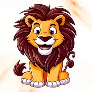 Cartoon Lion Wall Sticker | 12 x 16 Inch Transparent Vinyl | Waterproof Peel and Stick for Kids Room Bedroom Nursery Play Area