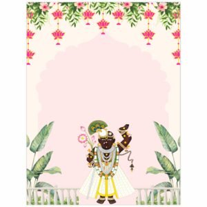 ATTRACTSO | Shreenathji Wall Poster | Traditional Pichwai Style Hindu God Krishna Art | Lotus & Leaf Decorative Print for Home Temple, Living Room & Meditation Space | Vinyl Sticker ? 36x47.5 Inch