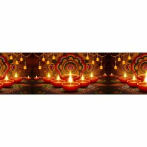 ATTRACTSO - Diwali Diya Wall Border Peel & Stick 10 Feet x 6 Inch | Waterproof Vinyl Sticker Roll for Diwali Decoration, Tiles, Kitchen, Door Entrance, Floor Decoration(Design-1)