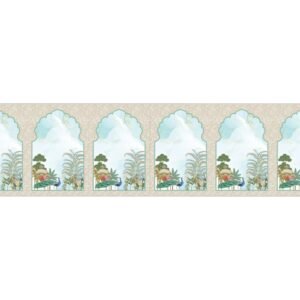 ATTRACTSO - Traditional Mughal Peacock Theme Wall Border Peel & Sticker 10 feet x 6 inch l for Home, Office, Kitchen Decor Self Adhesive Vinyl Matte Finish with Laminated Decal roll (Desgin - 5)