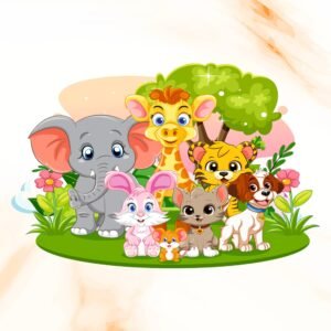 Cartoon Jungle Animals Wall Sticker | 36 x 24 Inch Transparent Vinyl | Waterproof Peel and Stick for Kids Room Bedroom Nursery Play Area Kids Room Nursery Wall D?cor
