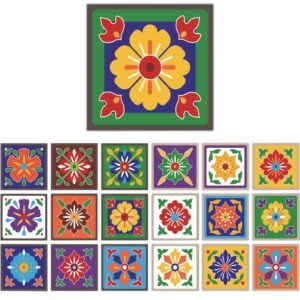 ATTRACTSO - Flower Sticker Peel & Stick 6 x 6 Inch | Waterproof Vinyl Sticker Roll for Diwali Decoration, Tiles, Kitchen, Door Entrance, Floor Decoration(Design-1)