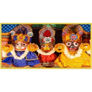 ATTRACTSO -Lord Jagannath Balarama Subhadra Trio Poster Peel & Stick 48 x 24 inch Trio of Deities Puri Traditional Ratha Yatra Style Viynl Self Adhesive Print(Design-1)