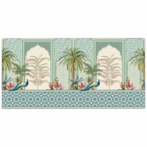Attractso | Royal Peacock Window Wall Poster Sticker | Rajasthani Palace Theme Vinyl Wall Art | Large 48x23.75 Inch Decorative Sticker for Living Room, Bedroom & Home D?cor