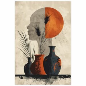 ATTRACTSO -Abstract Lady With Pots Wall Poster|3feet x 23.5 Inch Self Adhesive Vinyl Poster | Laminated Modern Art Wall Decoration for Living Room Bedroom Hall Office(Design-04)