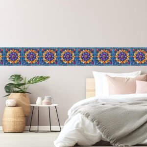 ATTRACTSO - Flower Royal Floral Wall Border Peel & Stick 10 feet x 6 inch | Elegant Waterproof Vinyl Sticker for Kitchen Tiles Wall Decor Door Edging Floor Border (Design 4)