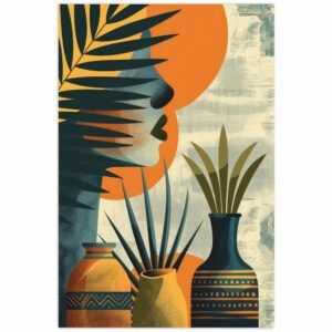 ATTRACTSO -Abstract Lady With Pots Wall Poster|3feet x 23.5 Inch Self Adhesive Vinyl Poster | Laminated Modern Art Wall Decoration for Living Room Bedroom Hall Office(Design-01)